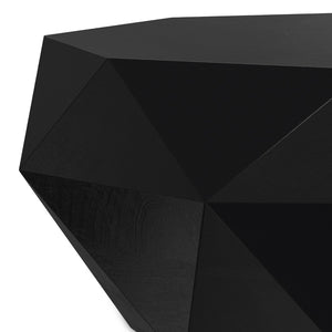 HomeRoots 35" Black Solid Acacia Wood Free Form Coffee Table - Modern Sculptural Design for Any Space 640334