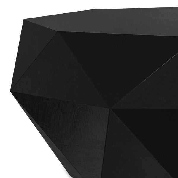 HomeRoots 35" Black Solid Acacia Wood Free Form Coffee Table - Modern Sculptural Design for Any Space 640334
