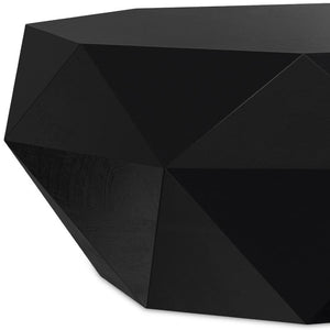 HomeRoots 35" Black Solid Acacia Wood Free Form Coffee Table - Modern Sculptural Design for Any Space 640334