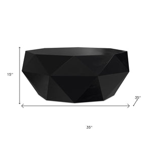 HomeRoots 35" Black Solid Acacia Wood Free Form Coffee Table - Modern Sculptural Design for Any Space 640334