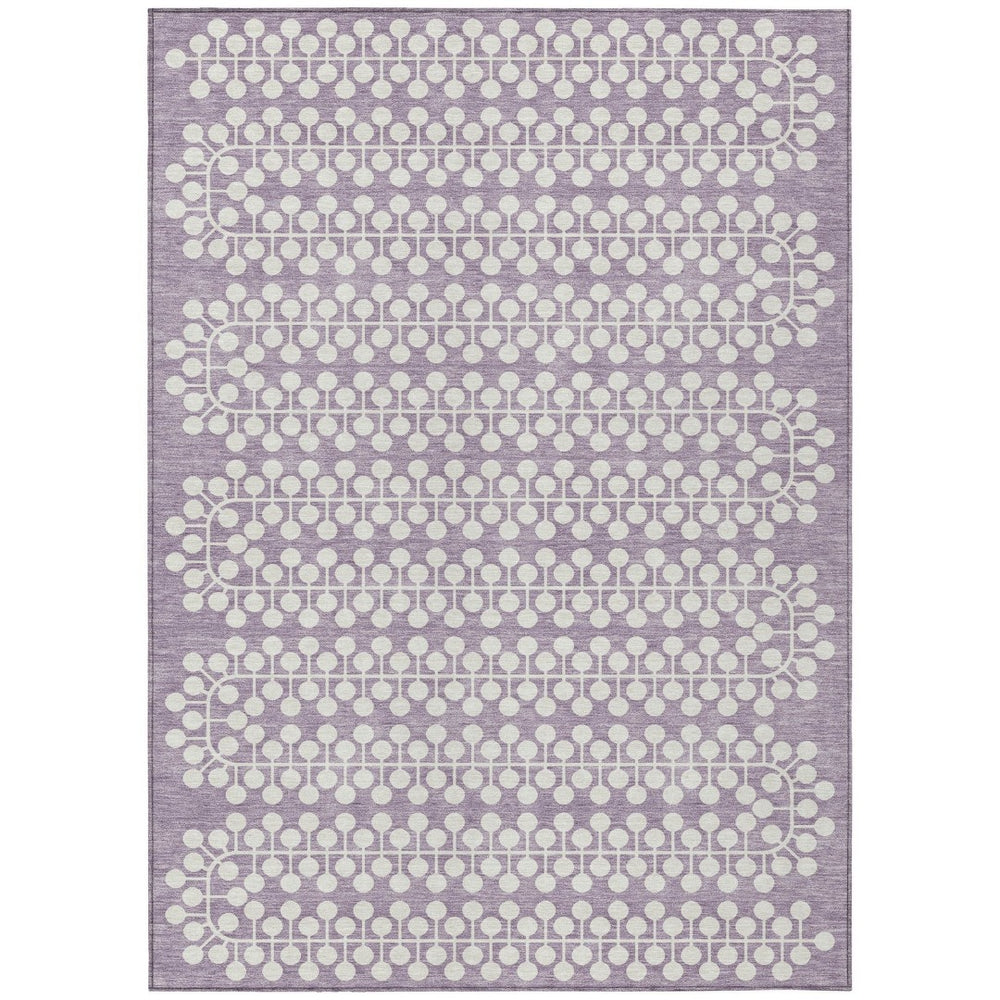 HomeRoots 10' X 14' Geometric Lavender & Ivory Washable Area Rug - Stylish, Durable, Indoor/Outdoor Essential! 640335