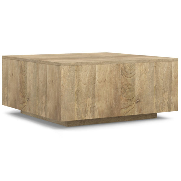 HomeRoots 30" Solid Mango Wood Square Coffee Table - Modern Geometric Design for Living Rooms, Offices & More 640336