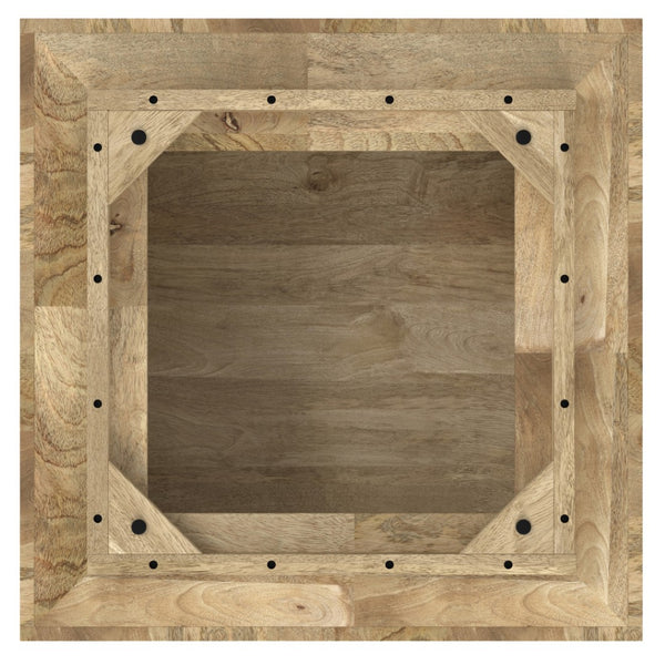HomeRoots 30" Solid Mango Wood Square Coffee Table - Modern Geometric Design for Living Rooms, Offices & More 640336