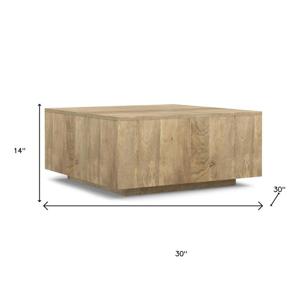 HomeRoots 30" Solid Mango Wood Square Coffee Table - Modern Geometric Design for Living Rooms, Offices & More 640336