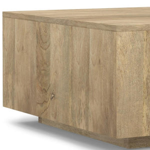 HomeRoots 30" Solid Mango Wood Square Coffee Table - Modern Geometric Design for Living Rooms, Offices & More 640336