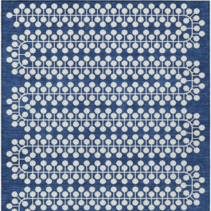 HomeRoots 8' X 10' Stylish Navy and Ivory Geometric Indoor Outdoor Rug – Durable, Washable, and Versatile Design! 640340
