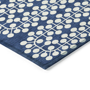 HomeRoots 8' X 10' Stylish Navy and Ivory Geometric Indoor Outdoor Rug – Durable, Washable, and Versatile Design! 640340