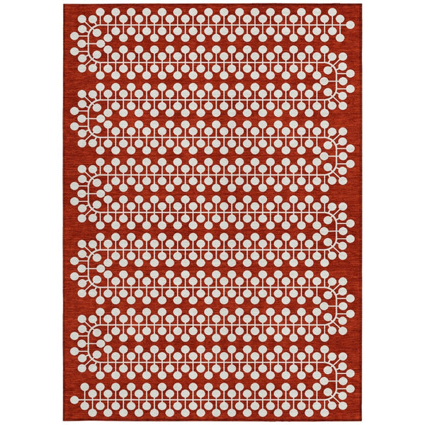 HomeRoots 9' X 12' Vibrant Red and Ivory Geometric Area Rug - Durable Washable Indoor/Outdoor Design for All Spaces 640347