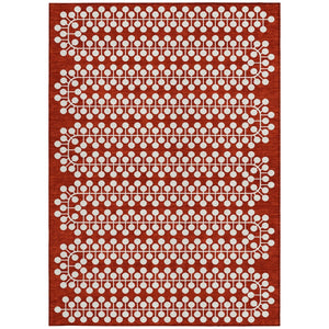 HomeRoots 10' X 14' Red and Ivory Geometric Area Rug - Stylish, Washable, Durable for Indoor & Outdoor Use! 640348