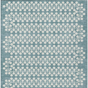 HomeRoots 5' X 8' Teal Blue & Ivory Geometric Area Rug - Stylish, Washable, Durable for Indoor & Outdoor Use! 640350