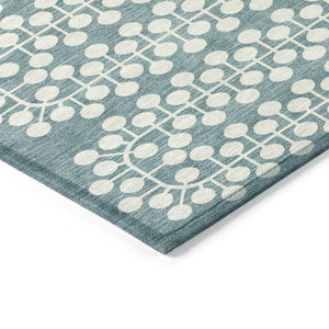 HomeRoots 5' X 8' Teal Blue & Ivory Geometric Area Rug - Stylish, Washable, Durable for Indoor & Outdoor Use! 640350