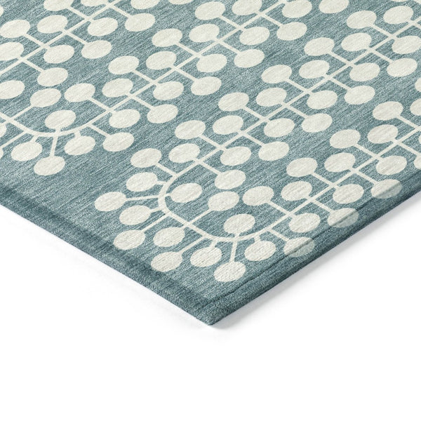 HomeRoots 5' X 8' Teal Blue & Ivory Geometric Area Rug - Stylish, Washable, Durable for Indoor & Outdoor Use! 640350