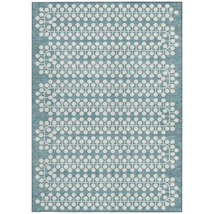 HomeRoots 9' Teal Blue and Ivory Geometric Area Rug – Stylish, Durable, Washable for Indoor & Outdoor Spaces! 640353