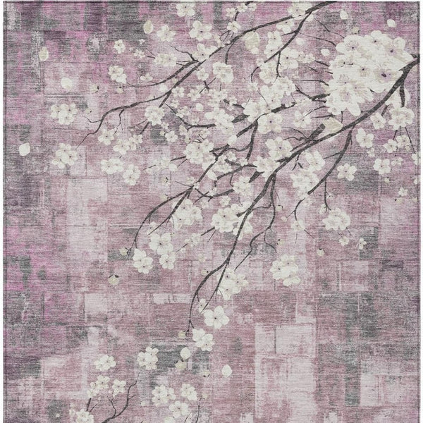 HomeRoots 8' X 10' Elegant Blush Ivory Gray Floral Indoor Outdoor Area Rug - Durable, Washable & Stylish Design 640370