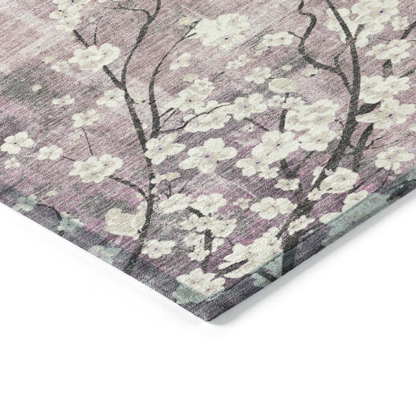 HomeRoots 8' X 10' Elegant Blush Ivory Gray Floral Indoor Outdoor Area Rug - Durable, Washable & Stylish Design 640370