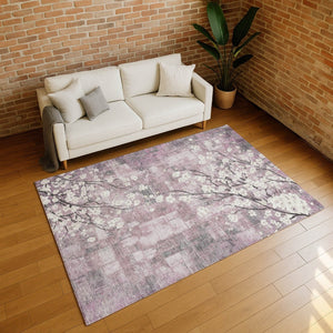 HomeRoots 8' X 10' Elegant Blush Ivory Gray Floral Indoor Outdoor Area Rug - Durable, Washable & Stylish Design 640370