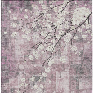 HomeRoots 10' Elegant Blush Ivory & Gray Floral Washable Area Rug – Durable Indoor/Outdoor Style for Any Space 640372