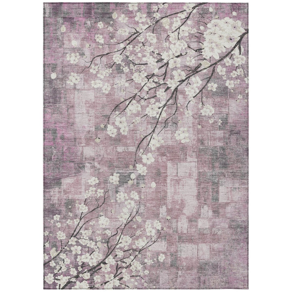 HomeRoots 10' Elegant Blush Ivory & Gray Floral Washable Area Rug – Durable Indoor/Outdoor Style for Any Space 640372