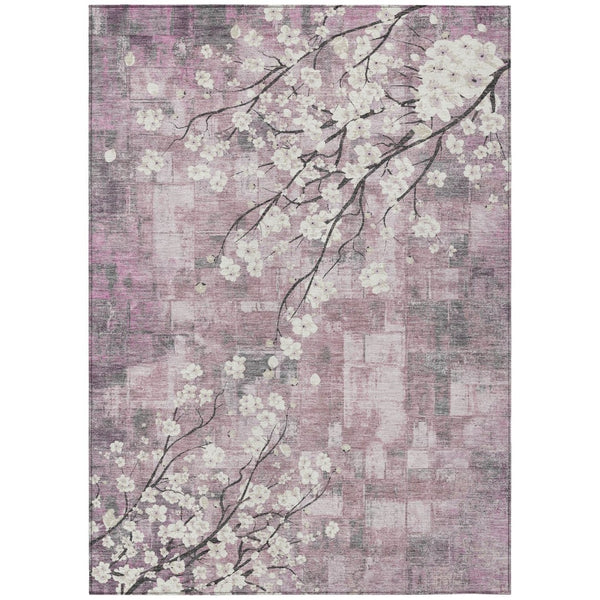 HomeRoots 10' Elegant Blush Ivory & Gray Floral Washable Area Rug – Durable Indoor/Outdoor Style for Any Space 640372