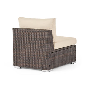 English Elm Christopher Knight Home® - SANTA Rosa Armless Outdoor Chair with Aluminum Frame, Water-Resistant Cushion, Wicker Design, 33"D x 25"W Multi 57466.00ALUMBRN