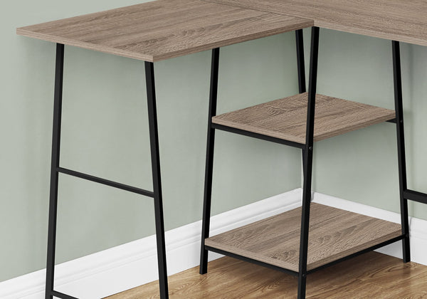 English Elm Computer Desk with 3-Tier Storage Shelves, L-Shaped Corner Workstation, Space-Saving Modern Design taupe 50 L x 22 W x 4 H B2710P221282