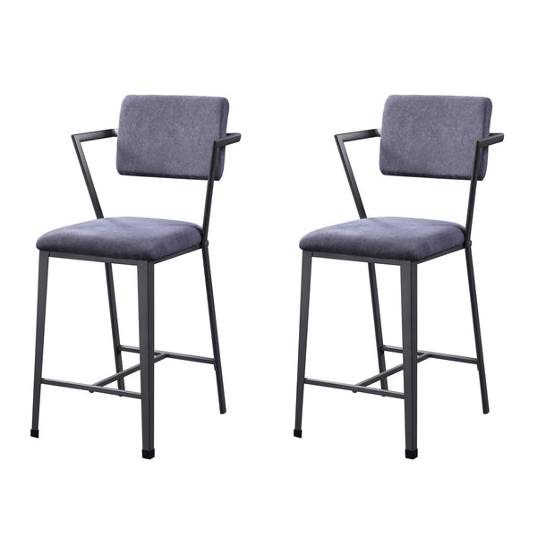 English Elm Grey Open-Back Counter Height Chairs Set of 2 – Gunmetal Frame, Grey Upholstery, Padded Seats, Modern Chic B062P186542