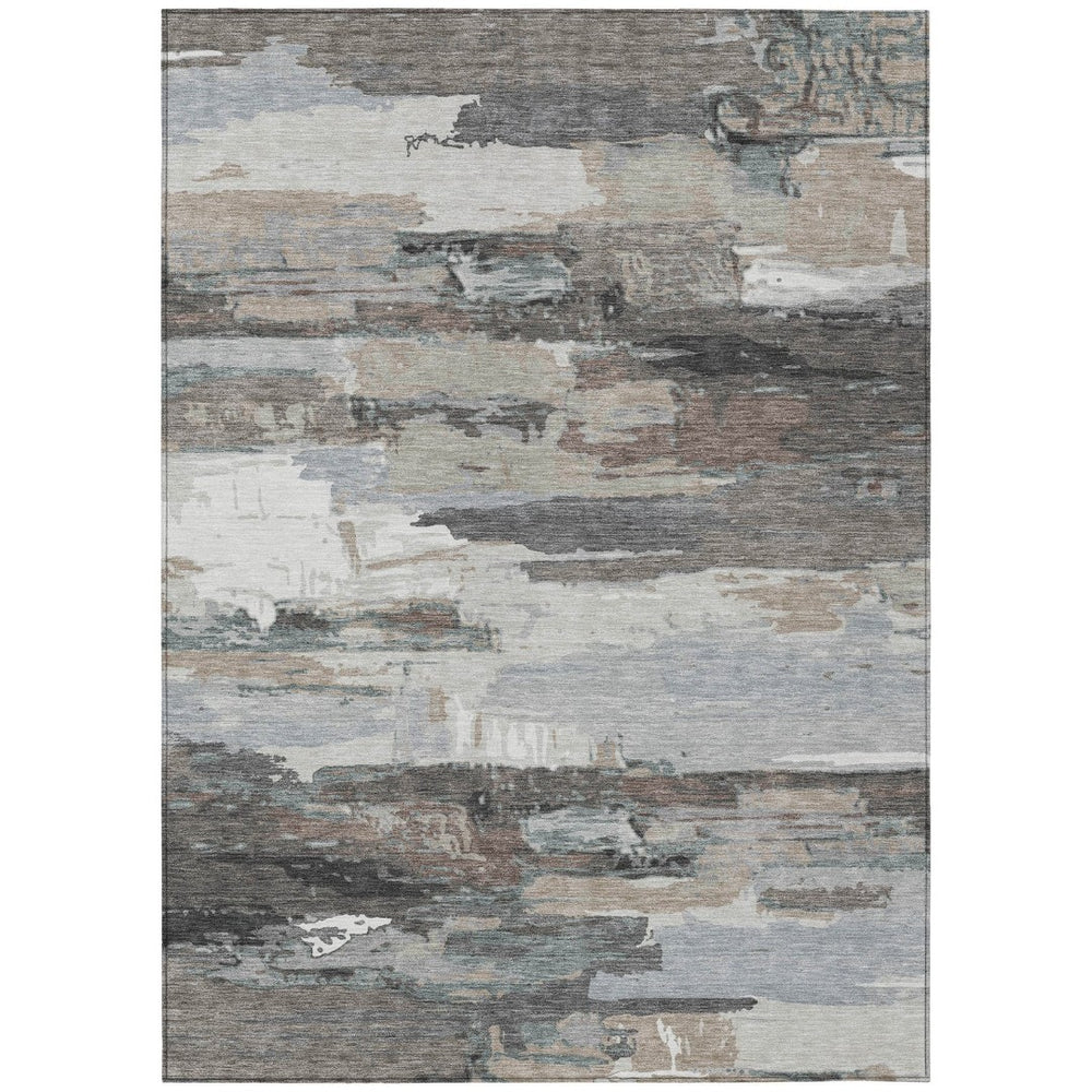 HomeRoots 8' X 10' Taupe Gray & Silver Abstract Washable Rug – Stylish, Durable for Indoor & Outdoor Spaces! 640406