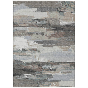 HomeRoots 8' X 10' Taupe Gray & Silver Abstract Washable Rug – Stylish, Durable for Indoor & Outdoor Spaces! 640406