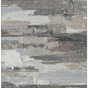 HomeRoots 9' X 12' Taupe Gray & Silver Abstract Area Rug - Washable, Chic, Durable for Indoor & Outdoor Use 640407