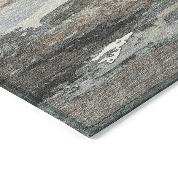 HomeRoots 9' X 12' Taupe Gray & Silver Abstract Area Rug - Washable, Chic, Durable for Indoor & Outdoor Use 640407