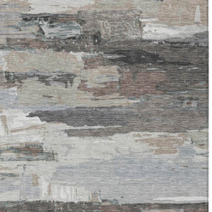 HomeRoots 9' X 12' Taupe Gray & Silver Abstract Area Rug - Washable, Chic, Durable for Indoor & Outdoor Use 640407
