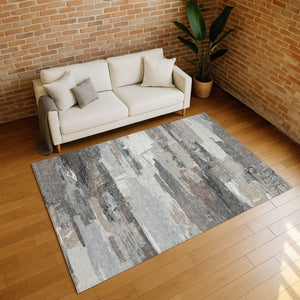 HomeRoots 9' X 12' Taupe Gray & Silver Abstract Area Rug - Washable, Chic, Durable for Indoor & Outdoor Use 640407