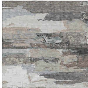 HomeRoots 10' Modern Taupe Gray & Silver Abstract Washable Area Rug - Versatile Indoor/Outdoor Decor Piece 640408