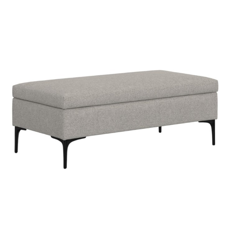 HomeRoots 48 Inch Round Tufted Upholstered Ottoman with Hidden Storage for Living Rooms 640409