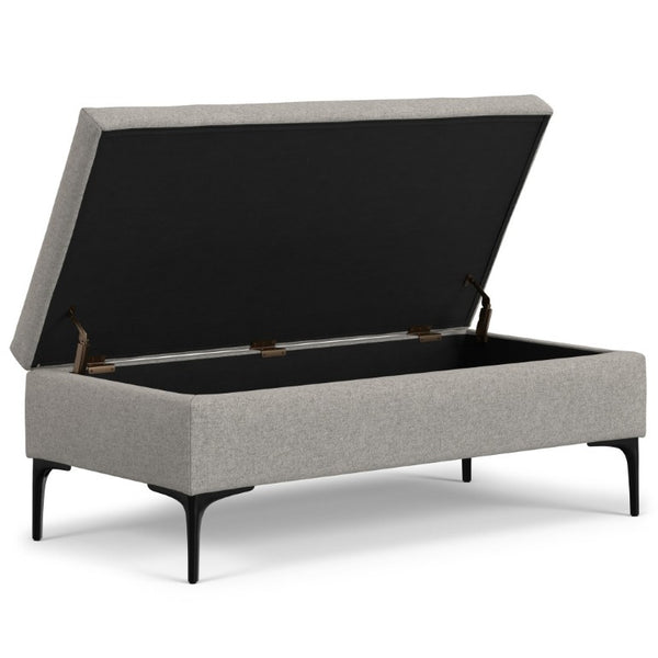 48 Inch Round Tufted Upholstered Ottoman with Hidden Storage for Living Rooms