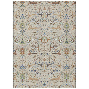 HomeRoots 8' X 10' Beige Green & Blue Floral Washable Area Rug – Durable, Stylish for Indoors & Outdoors! 640419