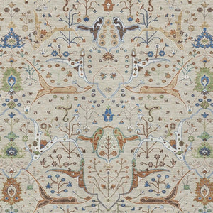 HomeRoots 8' X 10' Beige Green & Blue Floral Washable Area Rug – Durable, Stylish for Indoors & Outdoors! 640419