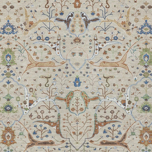 HomeRoots 8' X 10' Beige Green & Blue Floral Washable Area Rug – Durable, Stylish for Indoors & Outdoors! 640419