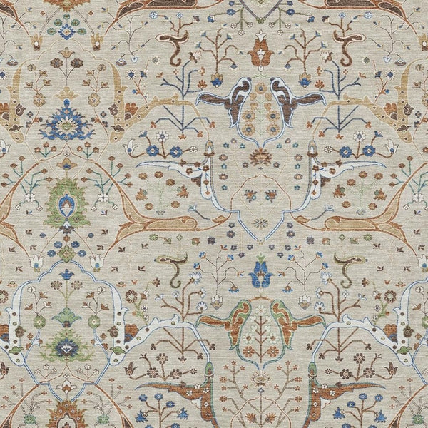 HomeRoots 10' Durable Floral Area Rug in Beige, Green & Blue - Washable for Indoor & Outdoor Use, Stain-Resistant 640421