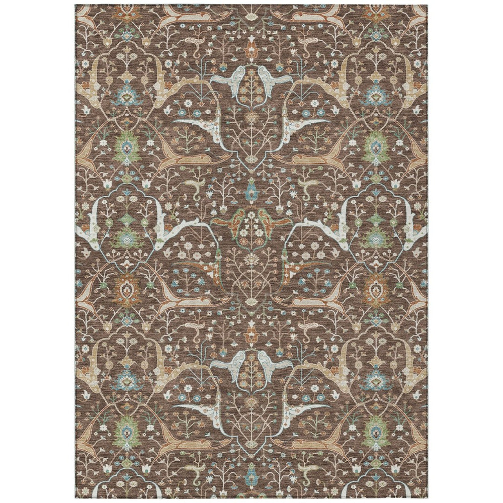 HomeRoots 8' X 10' Floral Area Rug - Washable Indoor/Outdoor Comfort, Durable Design, Perfect for High Traffic Spaces 640431