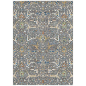 HomeRoots 10' Floral Washable Area Rug in Gray Green & Copper - Durable, Stylish Indoor/Outdoor Design! 640445