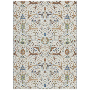 HomeRoots 5' Indoor Outdoor Ivory and Copper Floral Area Rug - Washable, Durable & Stylish for Any Space 640447