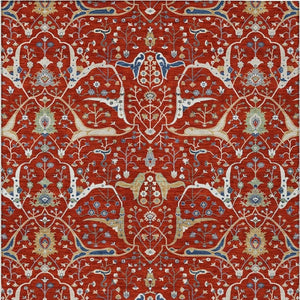 HomeRoots 5' Indoor Outdoor Floral Area Rug - Red, Blue, Ivory - Washable, Durable, Stain Resistant Design! 640459
