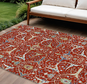 HomeRoots 8' X 10' Vibrant Floral Area Rug - Durable, Washable Indoor/Outdoor Carpet for Stylish Spaces 640461
