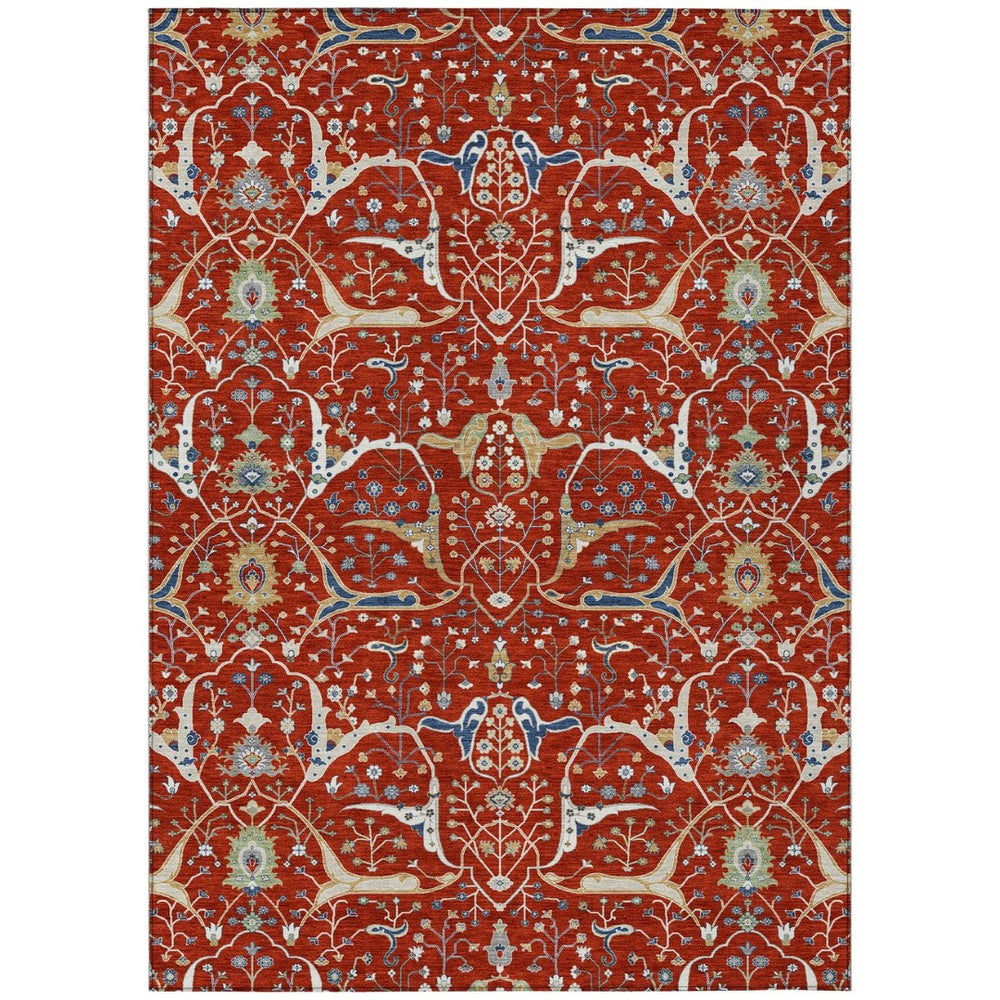 HomeRoots 9' Floral Indoor Outdoor Area Rug in Red, Blue & Ivory - Durable, Washable, & Stylish Accent Piece 640462
