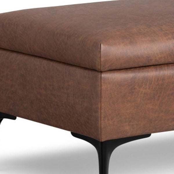 48 Inch Faux Leather Storage Ottoman Sturdy Cocktail Table for Living Room Decor