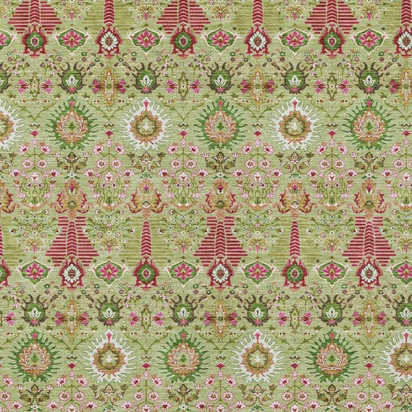 HomeRoots 8' X 10' Floral Area Rug in Artichoke Green & Blush - Washable, Durable, Indoor/Outdoor Charm! 640469
