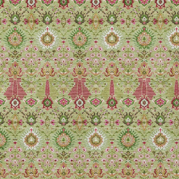 HomeRoots 9' Artichoke Green & Blush Floral Washable Indoor/Outdoor Area Rug – Durable, Elegant & Versatile! 640470