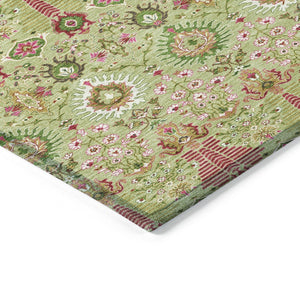 HomeRoots 9' Artichoke Green & Blush Floral Washable Indoor/Outdoor Area Rug – Durable, Elegant & Versatile! 640470