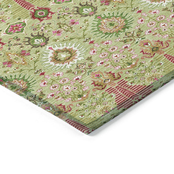 HomeRoots 9' Artichoke Green & Blush Floral Washable Indoor/Outdoor Area Rug – Durable, Elegant & Versatile! 640470